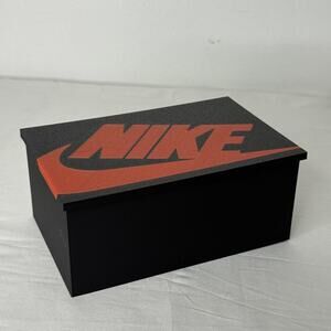 Nike Mini Shoe Box Black Red Logo Storage Display Collectible Organizer Box